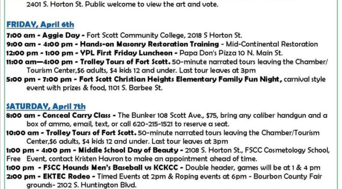 Fort Scott Events Schedule April 6-8