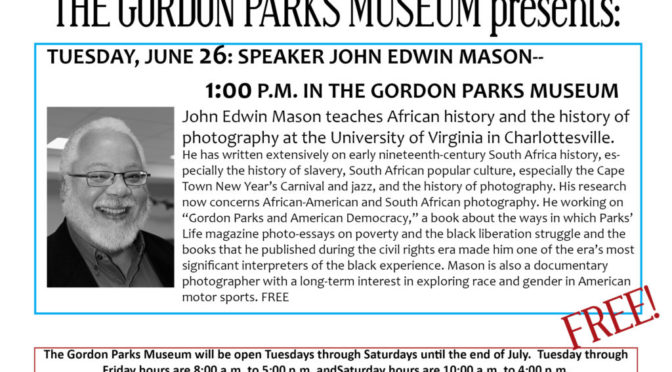 U. of Virginia Professor Speaks at Gordon Parks Museum June 26