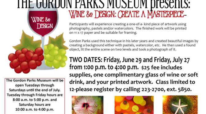 Wine and Design At The Gordon Parks Museum June 29 & July 27
