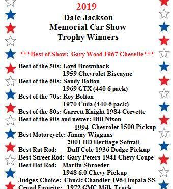 Dale Jackson Memorial Car Show Winners