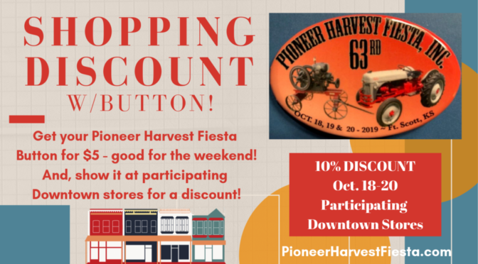 Shopping Discount Downtown with Pioneer Harvest Fiesta Button