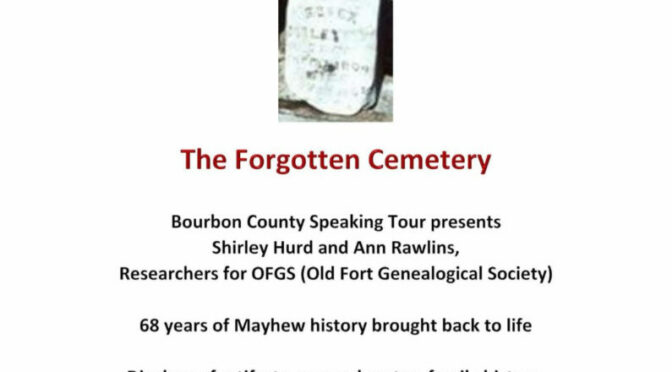Presentation on the Mayhew: The Forgotten Cemetery Nov. 7