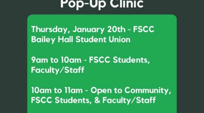 COVID-19 Vaccination and Booster Pop-Up Clinic at FSCC on Jan. 20