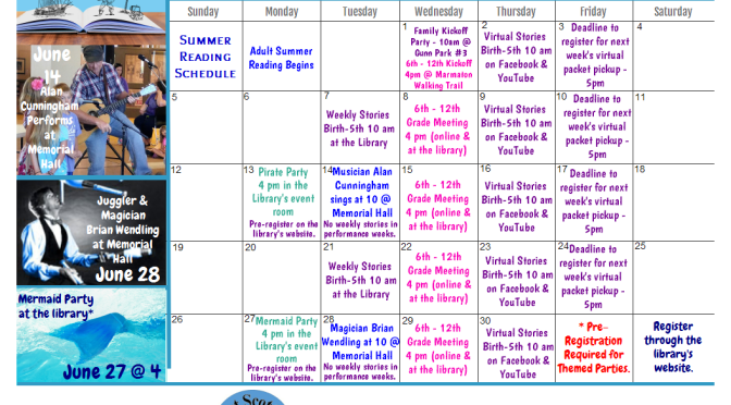 Calendar of Events at Fort Scott Public Library Summer 2022
