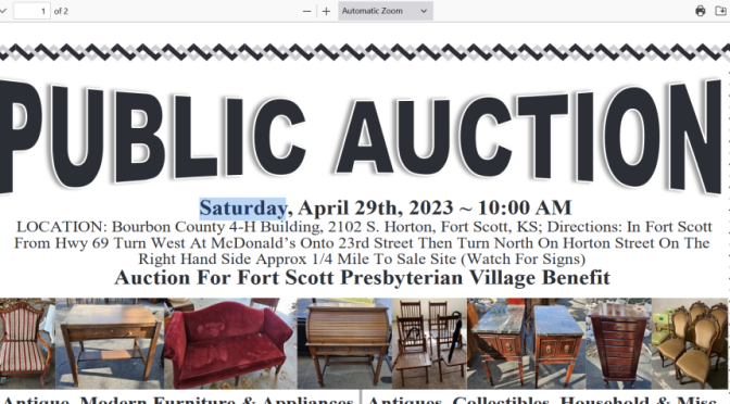 Presbyterian Village Annual Auction is Saturday, April 29 at the Fairgrounds