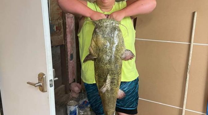 Kolby Martinez Lands a 50 Pound Catfish from Lake Fort Scott