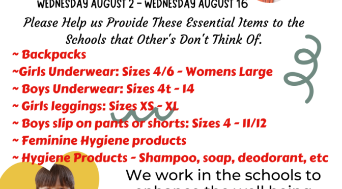 U234 Clothing and Backpack Drive August 2-16