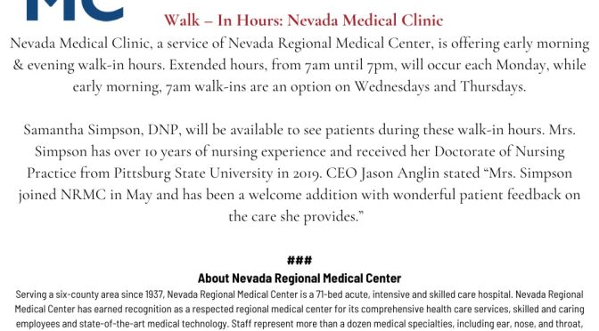Expanded Hours for Nevada Medical Clinic
