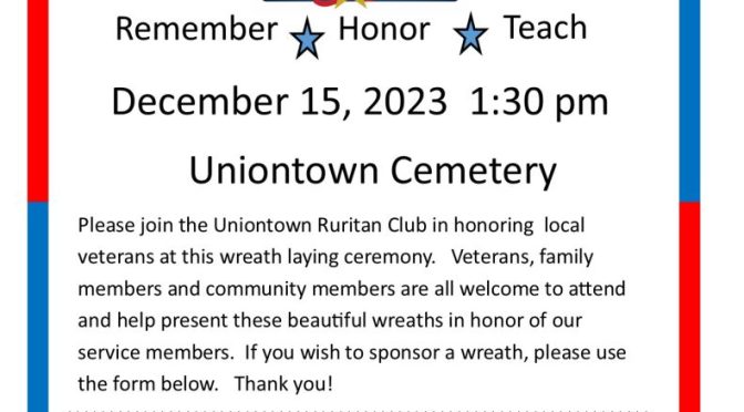 Uniontown Ruritan Organizing Christmas Wreath Laying at Uniontown Cemetery