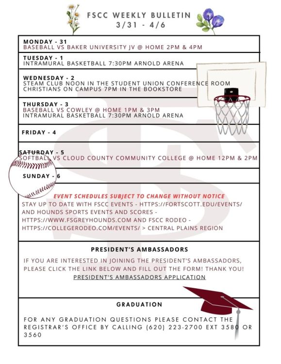 Fort Scott Community College Weekly Bulletin March 31 | Fort Scott Biz
