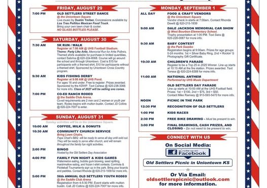 Old Settlers Picnic Celebration is Aug. 29 to Sept. 1 In Uniontown