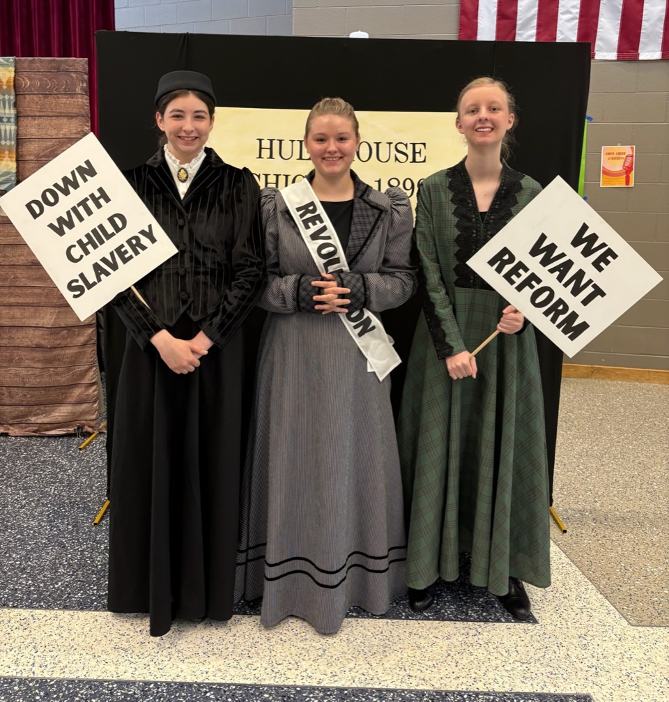 Kenlee Eden, Blair Felt, and Kodie Wells performing Down With Child Slavery at National History Day