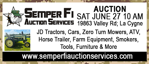 Ad: La Cygne Auction – Saturday, June 27 – Semper Fi Auction