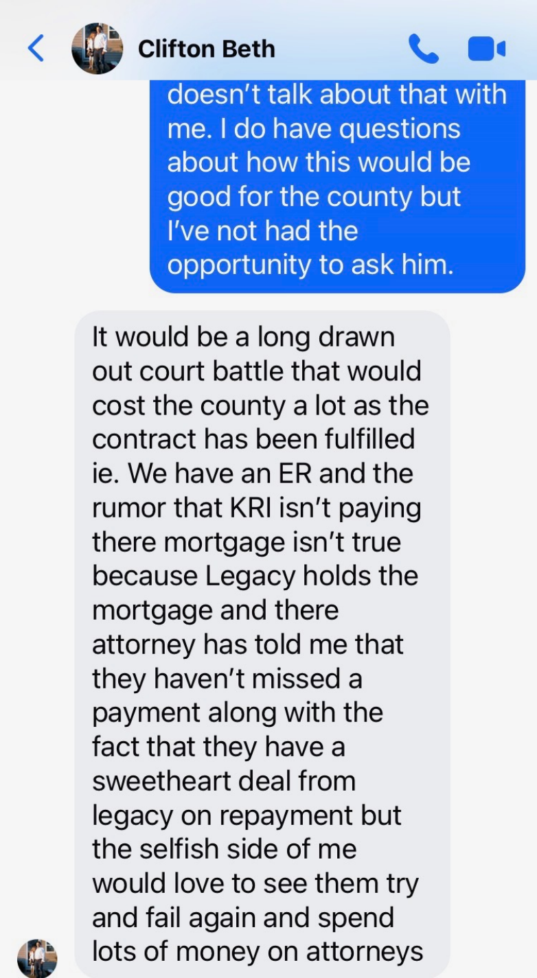 Facebook message from Clifton Beth to Anne Dare, March 16, 2026 (2 of 2)