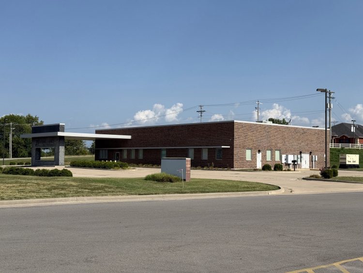 The vacant former dialysis building at 2526 S. Main, Fort Scott, with an empty parking lot