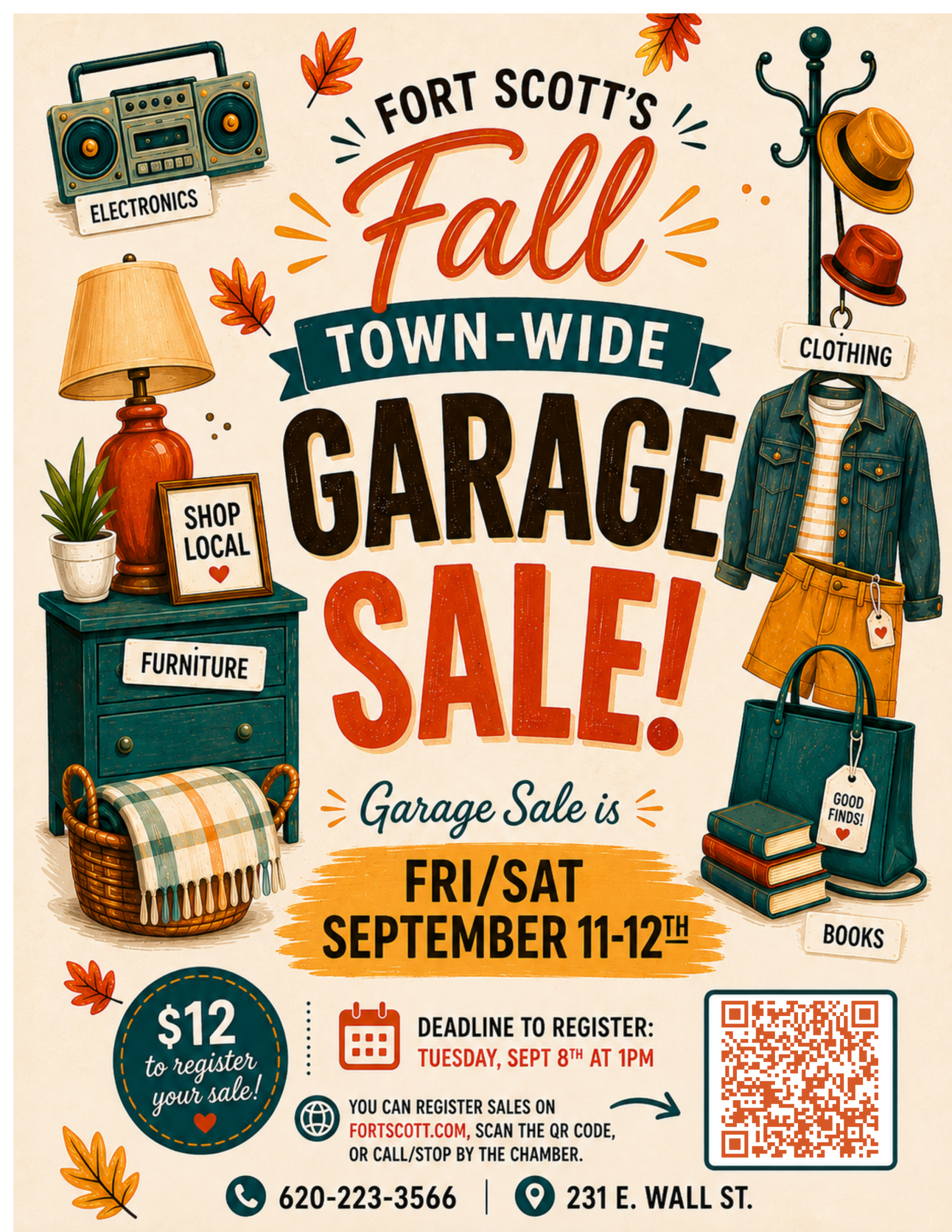 Fort Scott's Fall Town-Wide Garage Sale Flyer – September 11–12, 2026