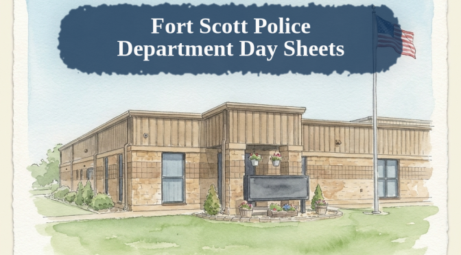 Watercolour illustration of the Fort Scott Police Department, 1604 S National Avenue